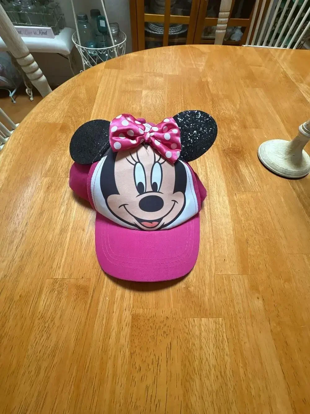 Disney Minnie Mouse Girls Baseball Cap with 3D Ears and Polka Dot Bow